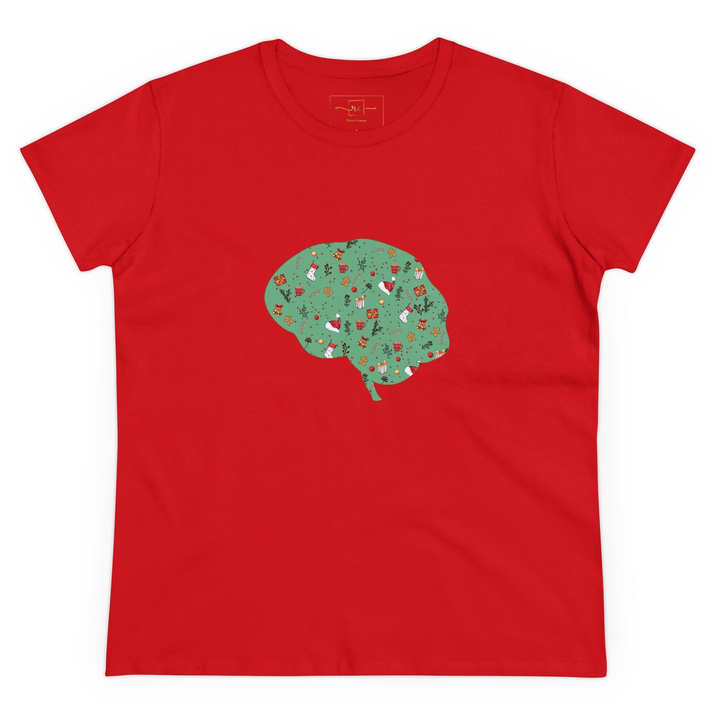 Christmas Dreams Brain Women's Mid-weight Cotton Tee - Graphic Holiday Top