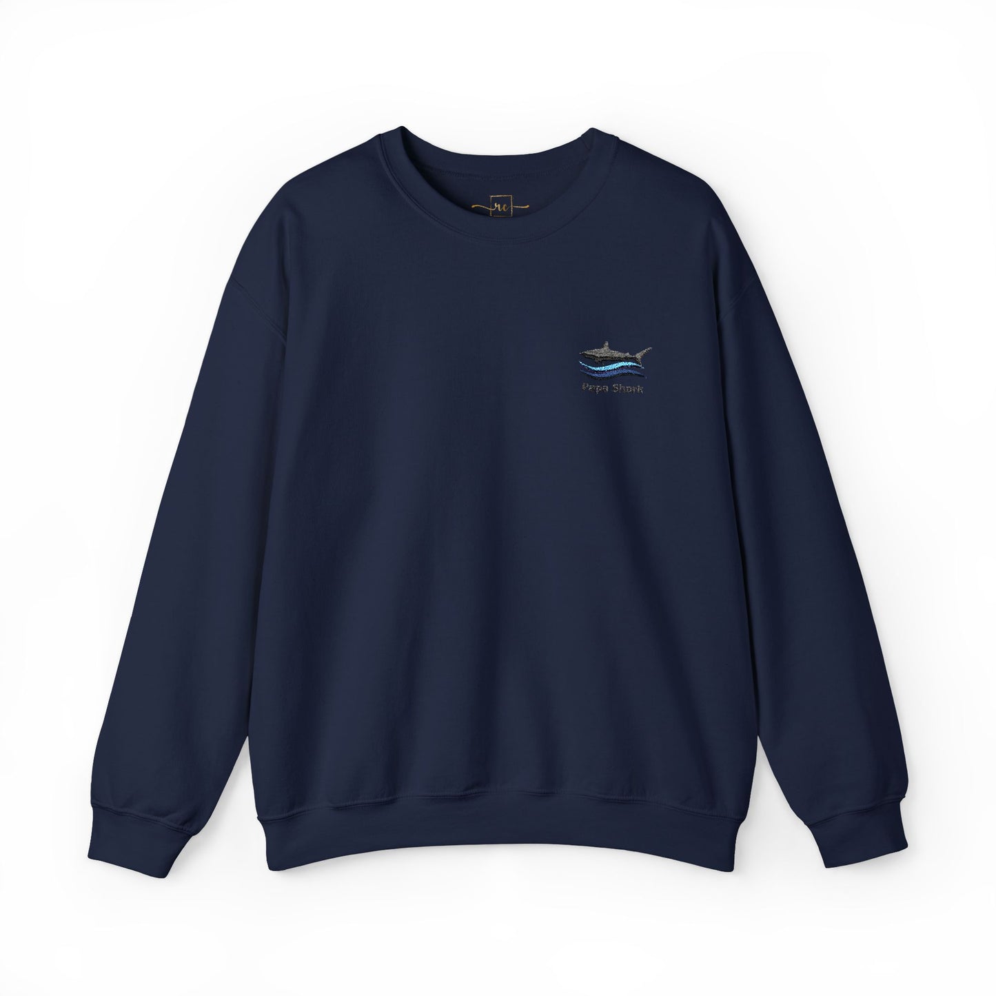 Papa Shark Embroidered Crewneck Sweatshirt