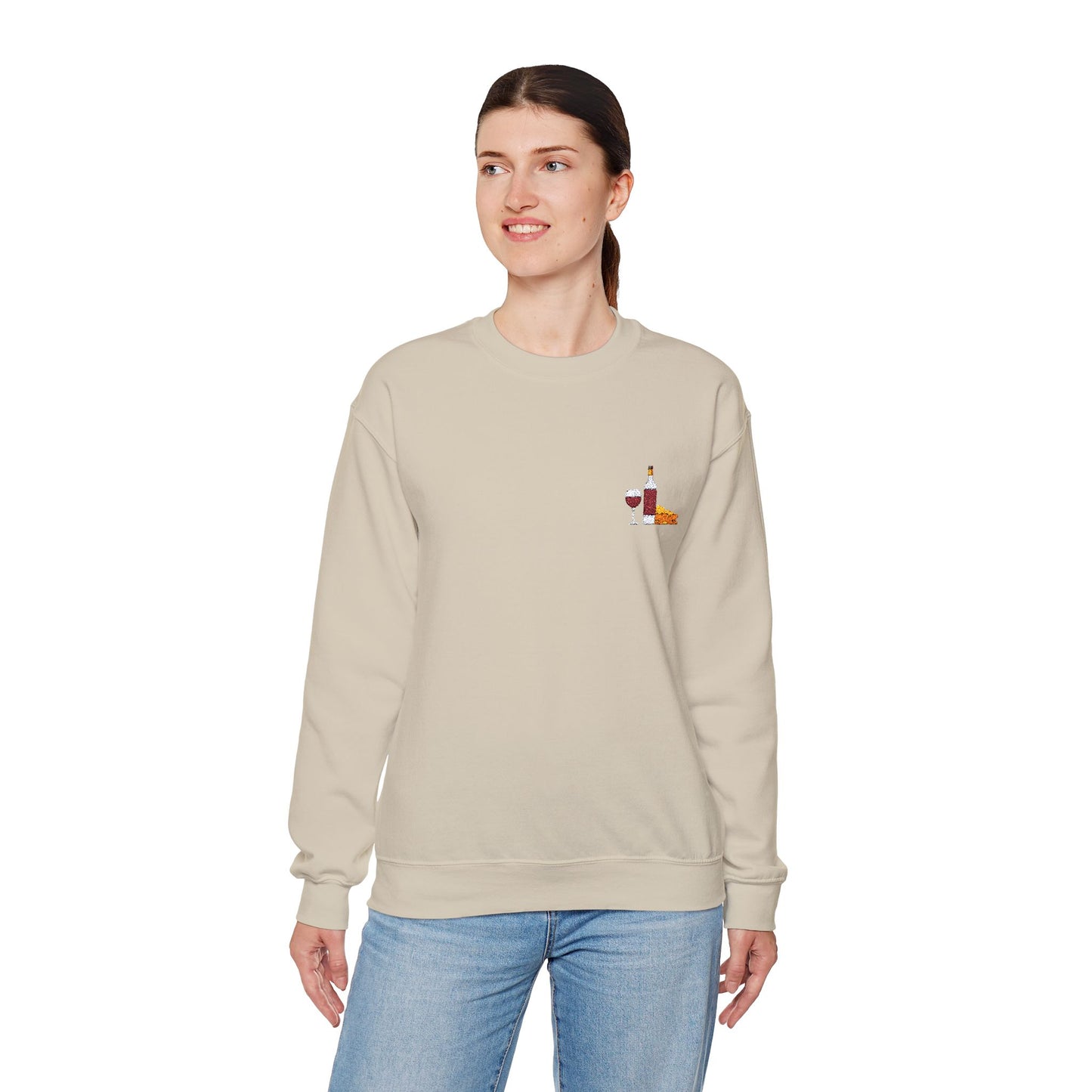 Cheese and Wine Embroidered Sweatshirt